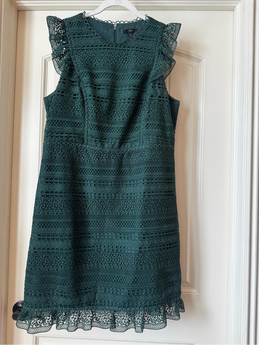 J. Crew Deep Green Lace Shift Dress